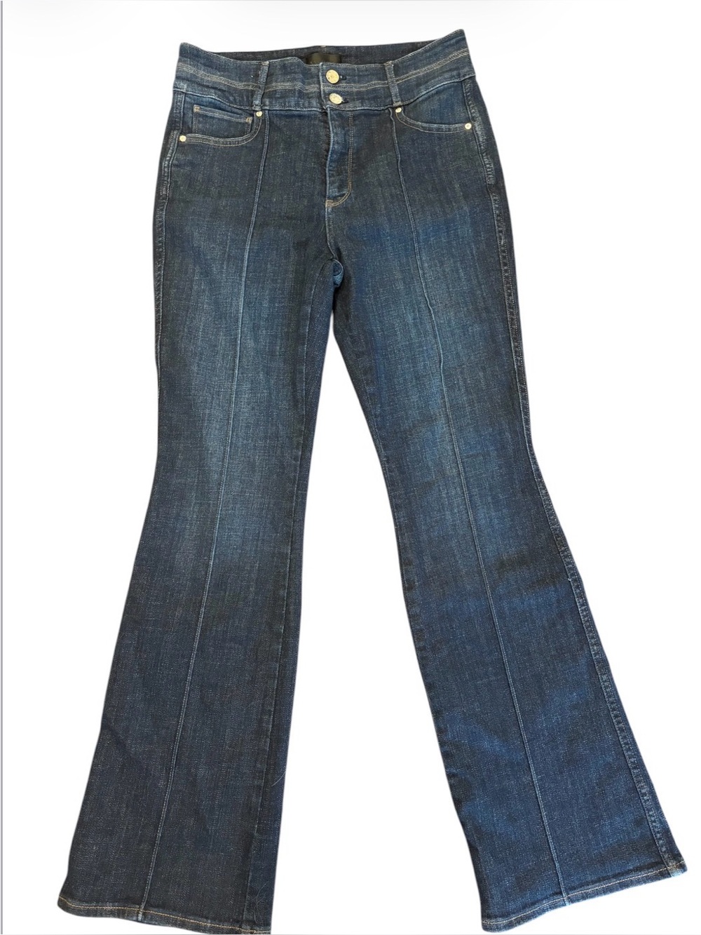 White House Black Market High Rise Pintuck Skinny Flare Jeans Size 8
